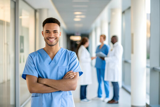 Stroke nurse providing care in a hospital stroke unit